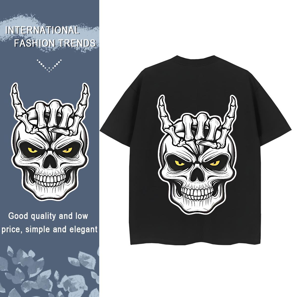 TOP Quality T shirt 230g Pure Cotton Breathable Soft Outdoor skull Tshirt for Man Woman Unisex Anime Oversized Top Shirts