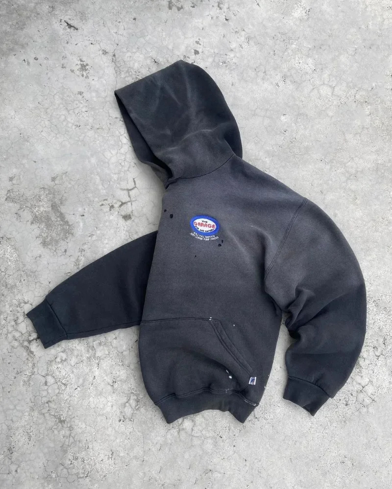 American Street Washed Old Fashion Loose Pullover Hoodie Men Y2k Goth Punk Hip Hop Rock Letter Printed Hole Sweatshirt Women 241011