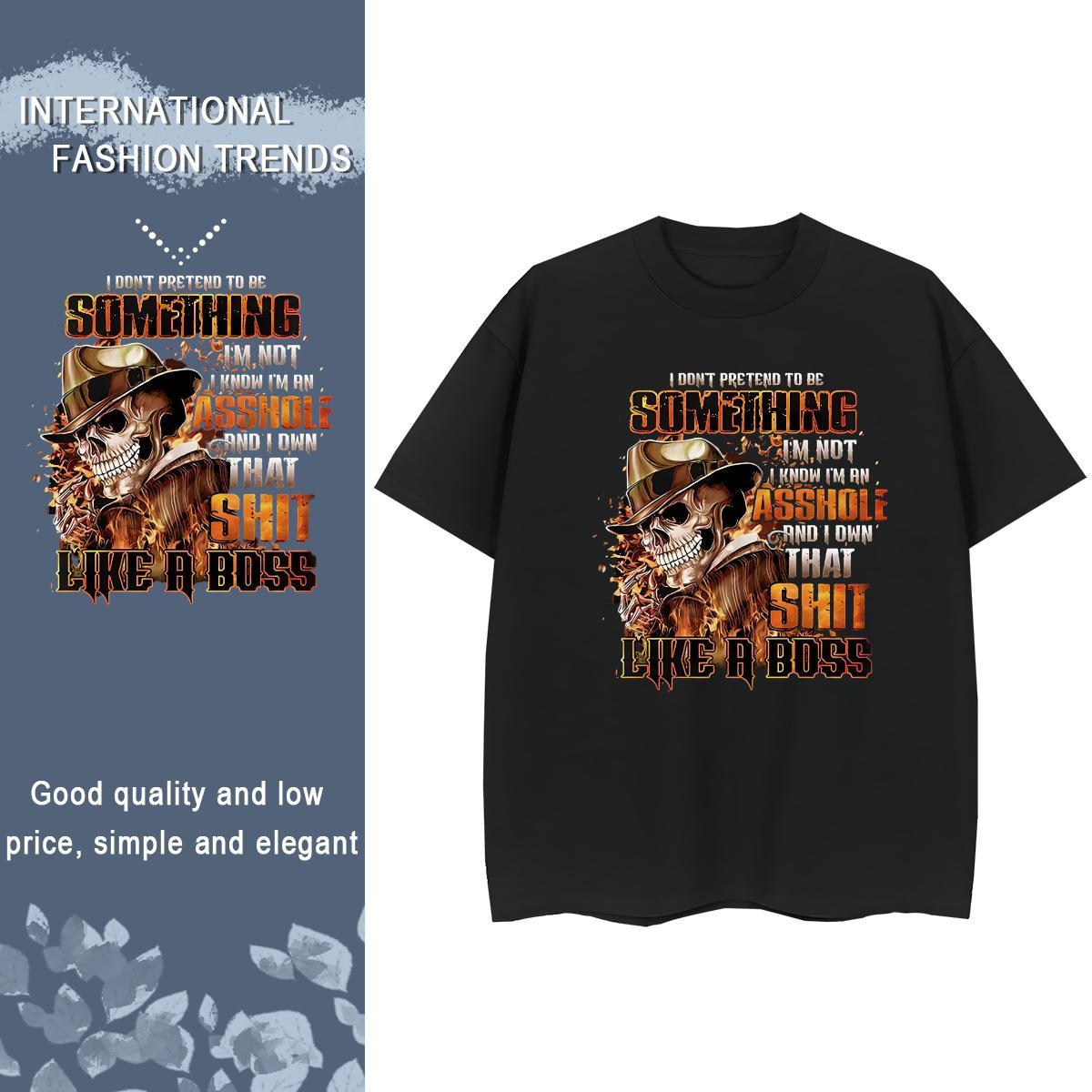 2024 Designer T shirt 230g Cotton Round Neck Short Sleeve Street skull Woman Tshirt Unisex Custom Printing Polos