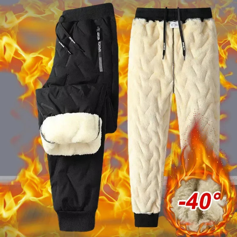 Men Winter Warm Lambswool Thicken Sweatpants Men Outdoors Leisure Windproof Jogging Pants High Quality Trousers Men 241010