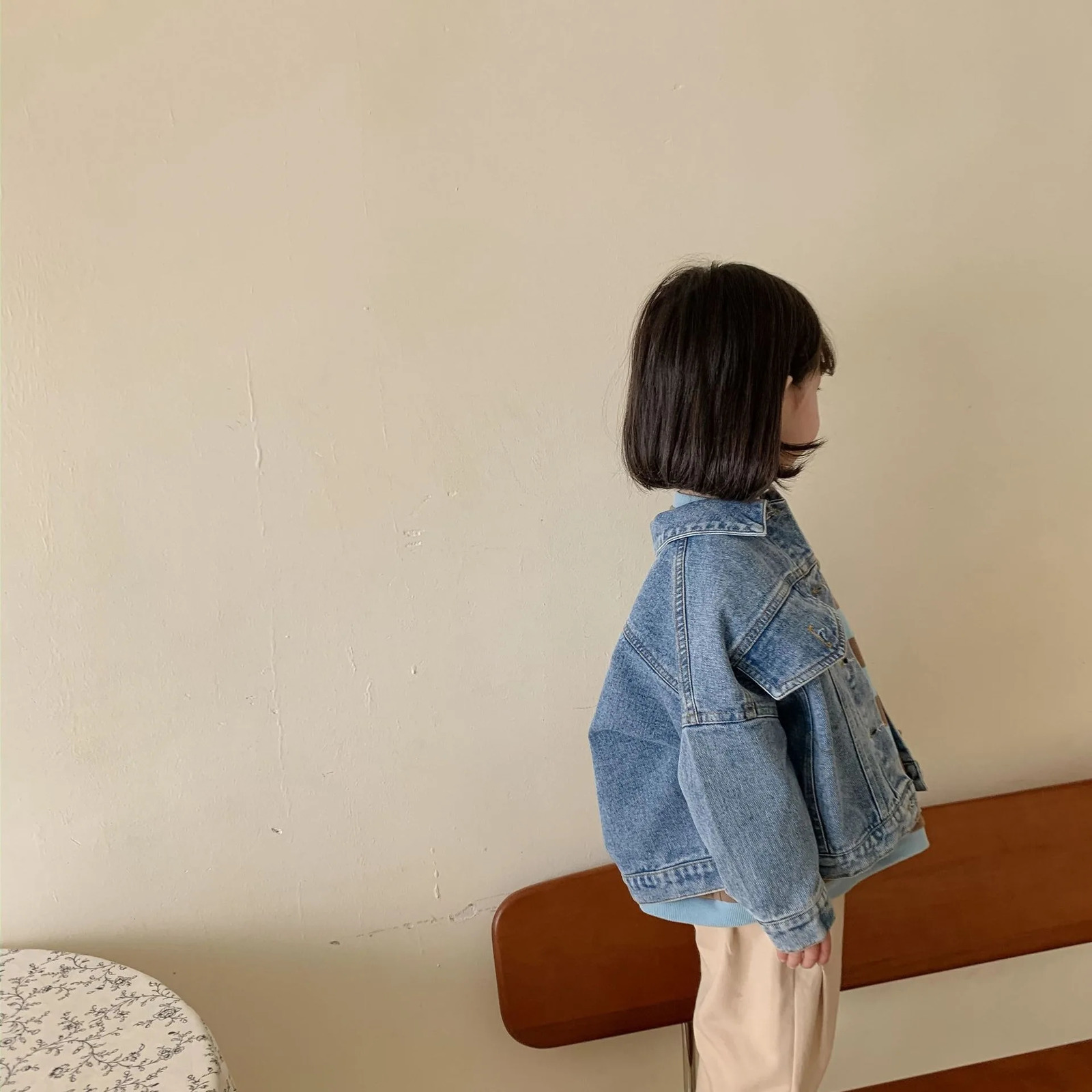 6704 Childrens Denim Jacket Spring and Autumn Korean Girls Casual Loose Boys Coat Cardigan 241011