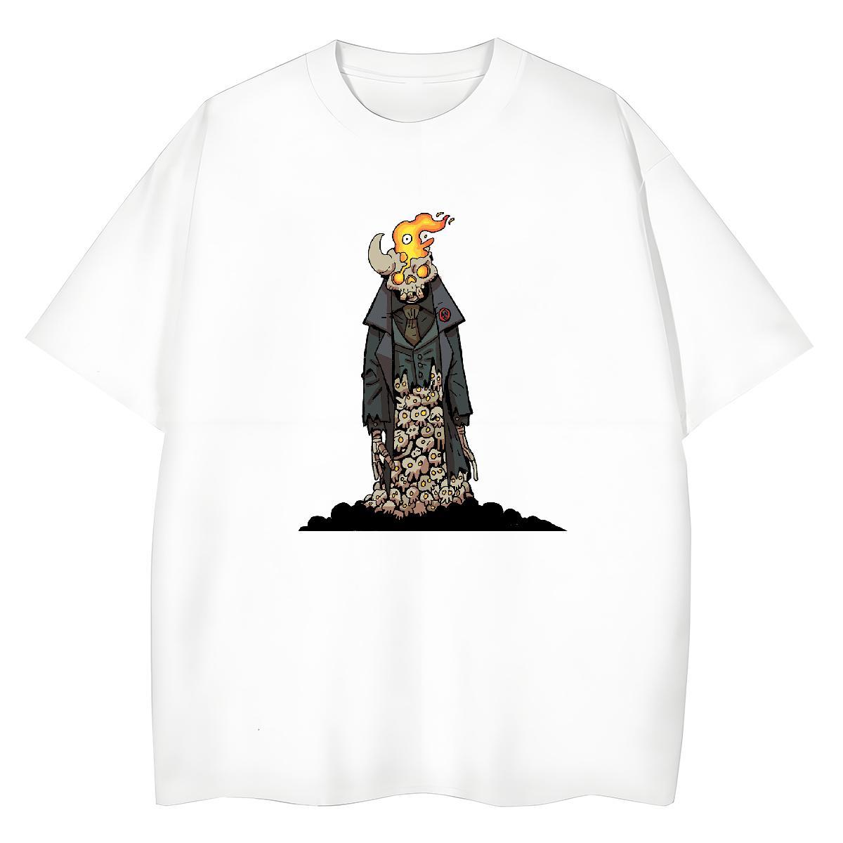 Casual New Women T Shirts 230g Pure Cotton Breathable Crew Neck High Street Hip Hop skull Unisex Tshirts Designer White Plus Size Clothings