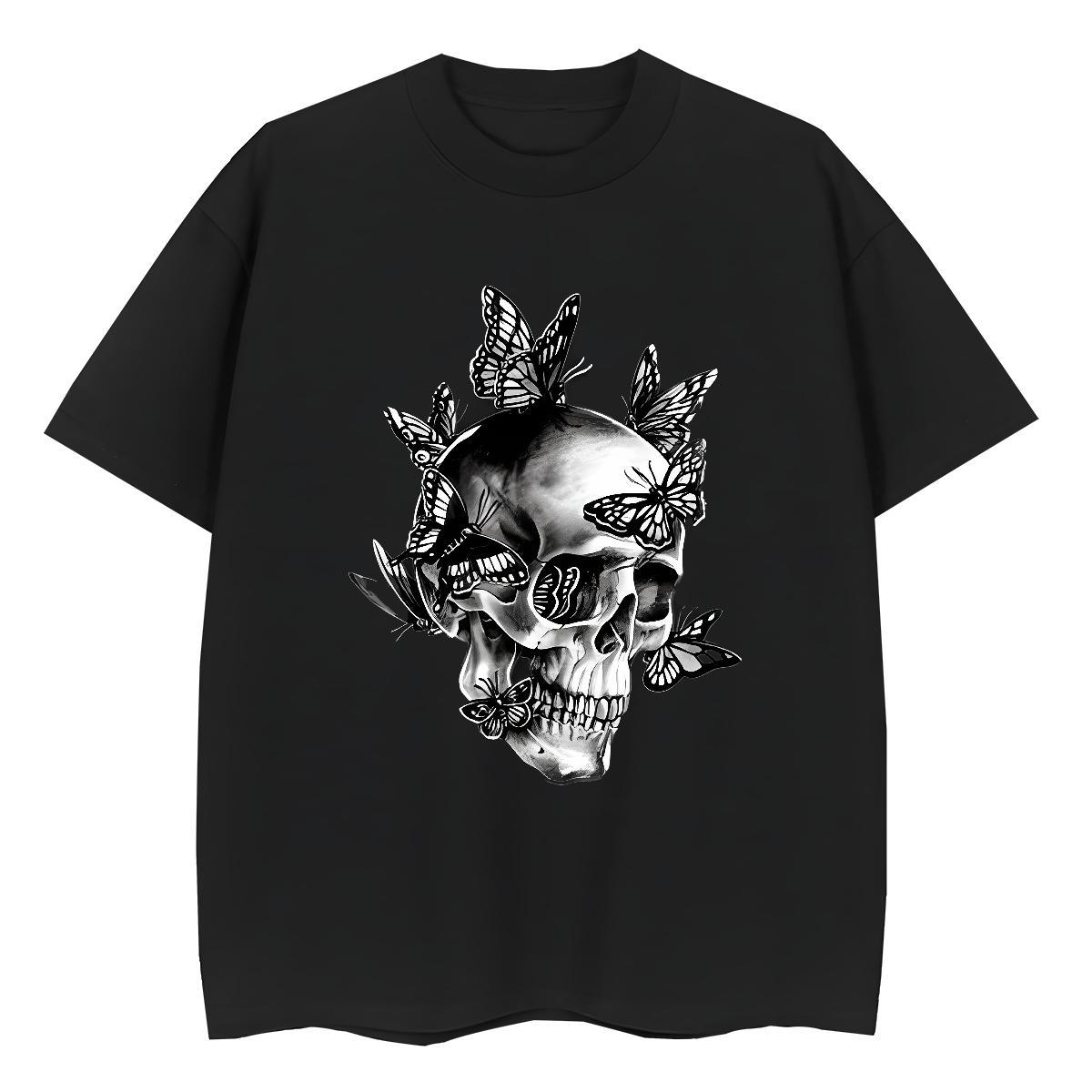 DIY Women T Shirts 230g 100% Cotton Breathable Crew Neck Street Casual skull Women Tshirts Soft Oversized Clothings