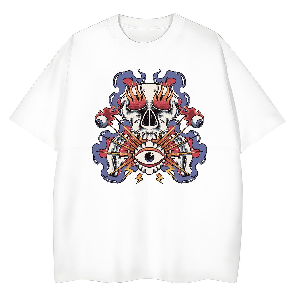 Stylist Womens T Shirts 230g 100% Cotton Crew Neck Breathable High Street Hip Hop skull Women Tees Designer Nice Cartoon Anime Tops