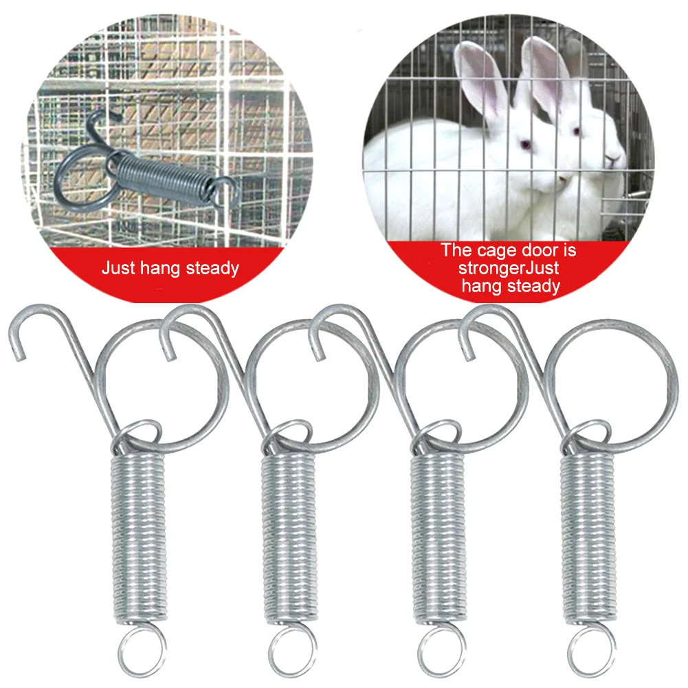 4pcs Spring Animal Cage Latches Lock For Fixing Rabbit/Bird Cages Door Galvanizing 70mm Tension Spring With Hook Parts