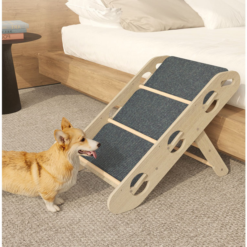 Solid Wood Folding Climbing Ladder Sofa Bedside Pet Slope Elderly Dog Anti Slip Step Stool Strong Load-bearing Safety Ramp