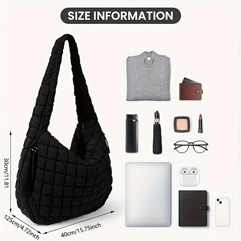 Puffer Tote Bag for Women Soft Puffy Crossbody Large Quilted Carryall Hobo Handbags Puff Purse 241011