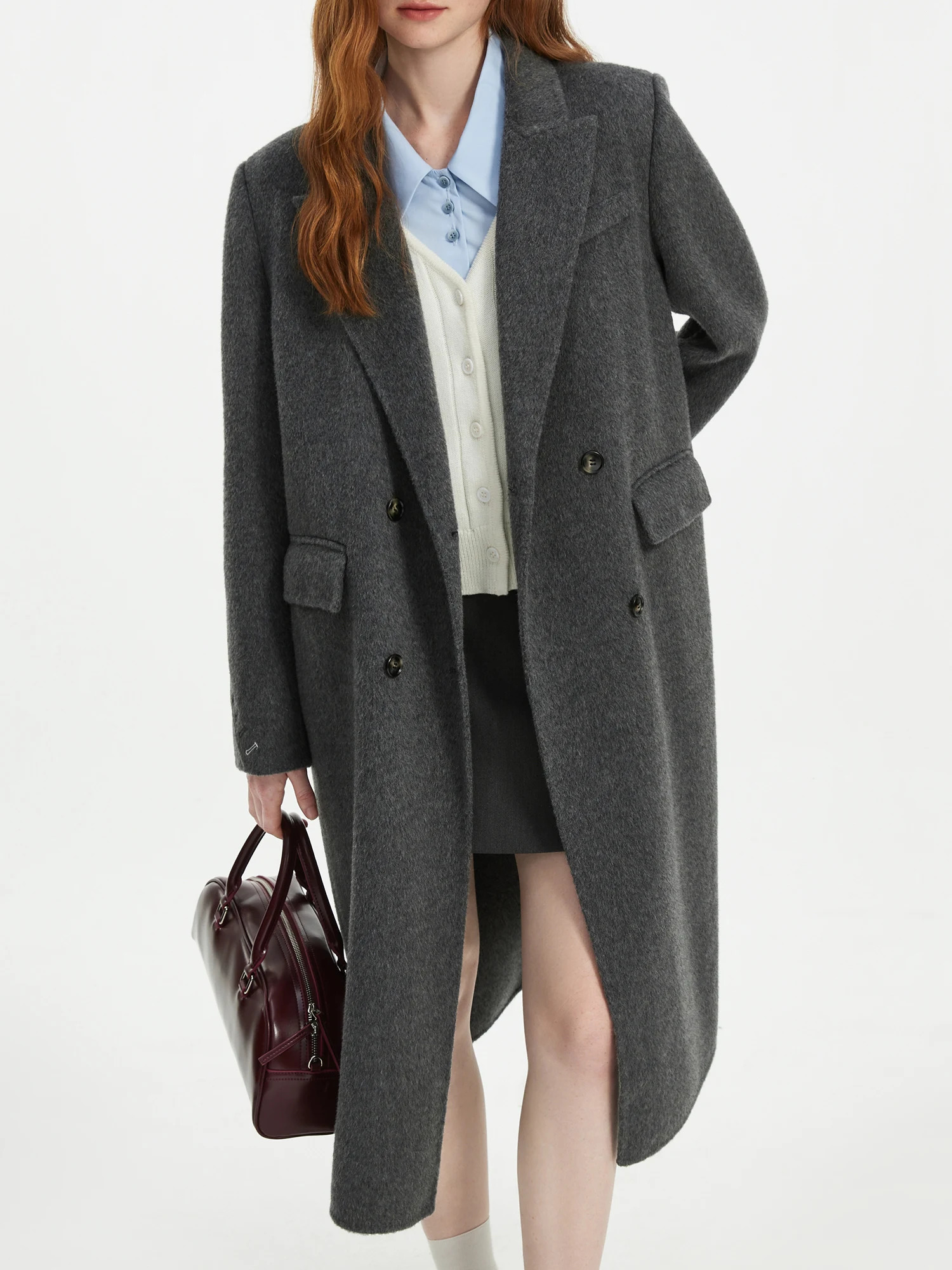 FSLE Suitstyle Tailoring Doublefaced Chic Woolen Coat For Women 2024 Winter n Casual Wool Female 24FS14215 240930