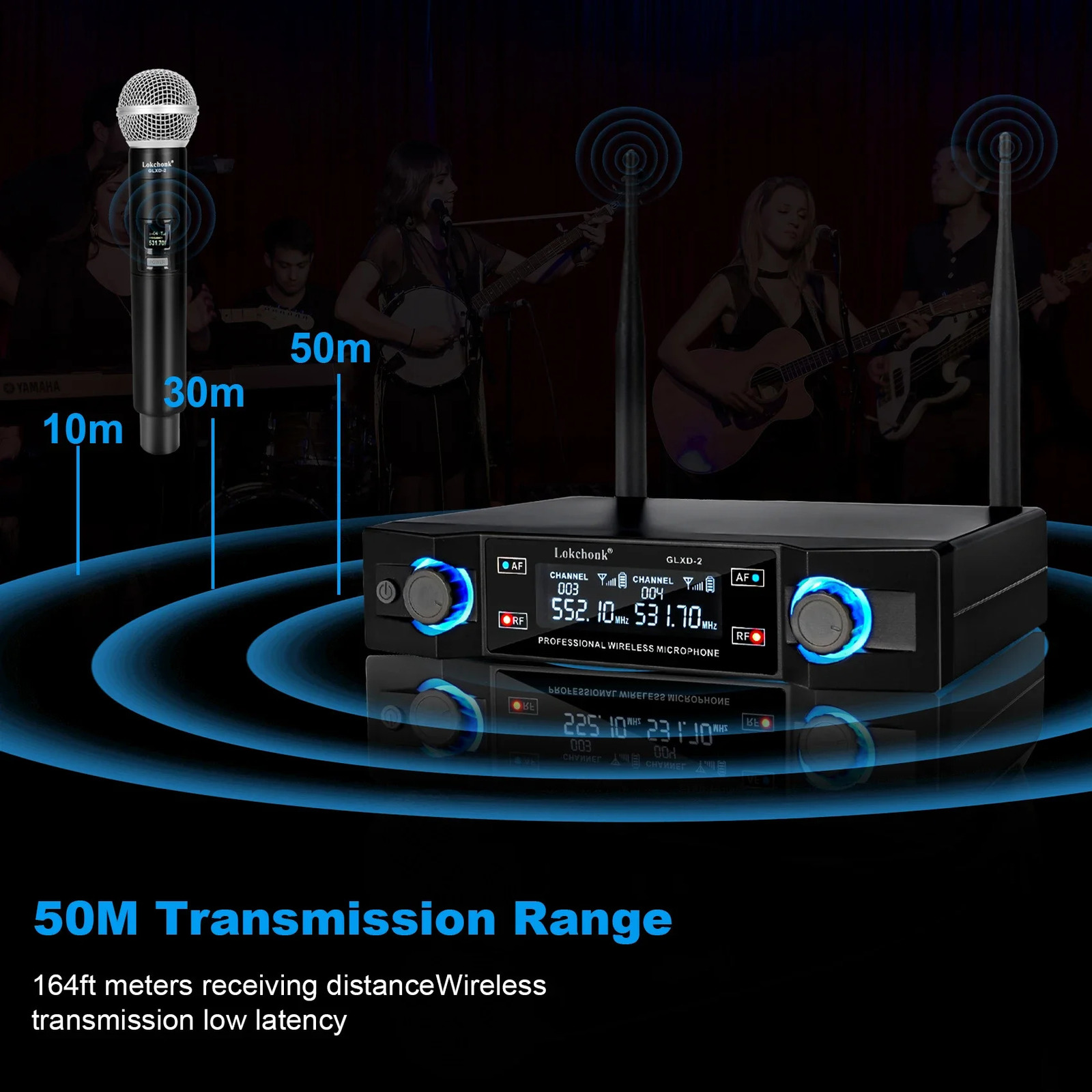 GLXD2 Professional Wireless Microphone System Dual Channel UHF Fixed Frequency Cordless Handheld Dynamic Microphone for Karaoke Parties 241009