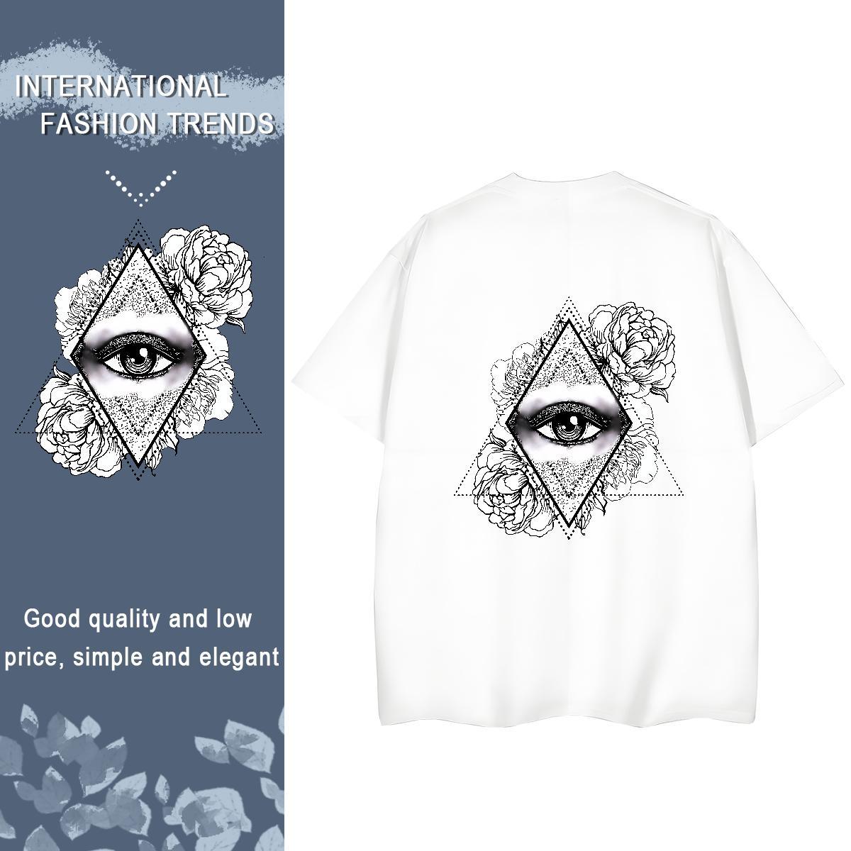 Fashion Casual T shirt 230g Cotton O Neck Short Sleeves Street Casual eye of the devil Woman Tshirt Brand White Plus Size Clothings