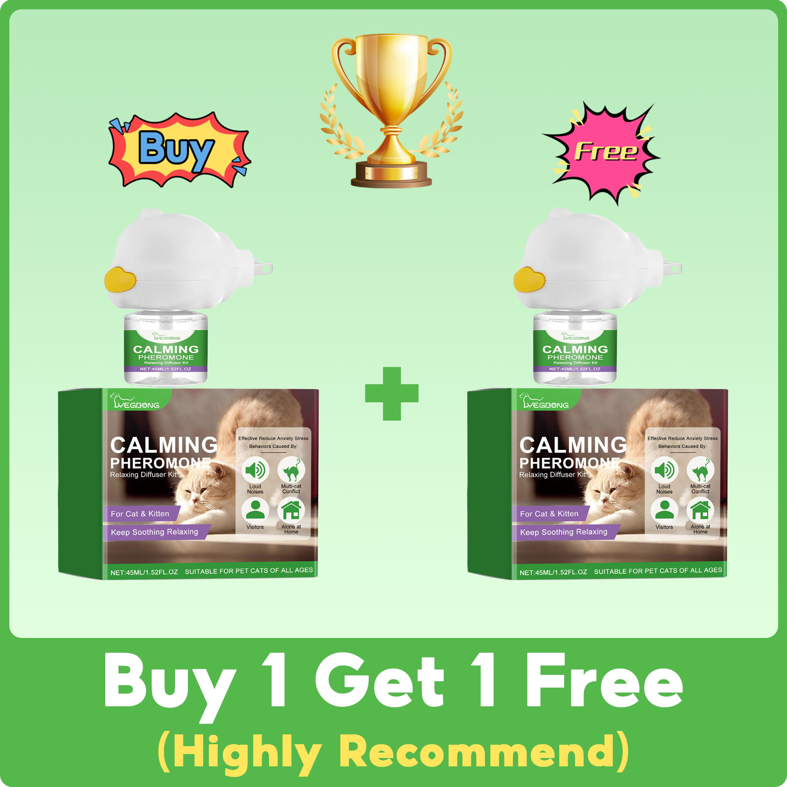 Cat Calming Diffuser Kit Refill Calming Mood Relaxing Anti Anxiety Stress Soothing Comforting Pets Pheromone Calming Diffuser