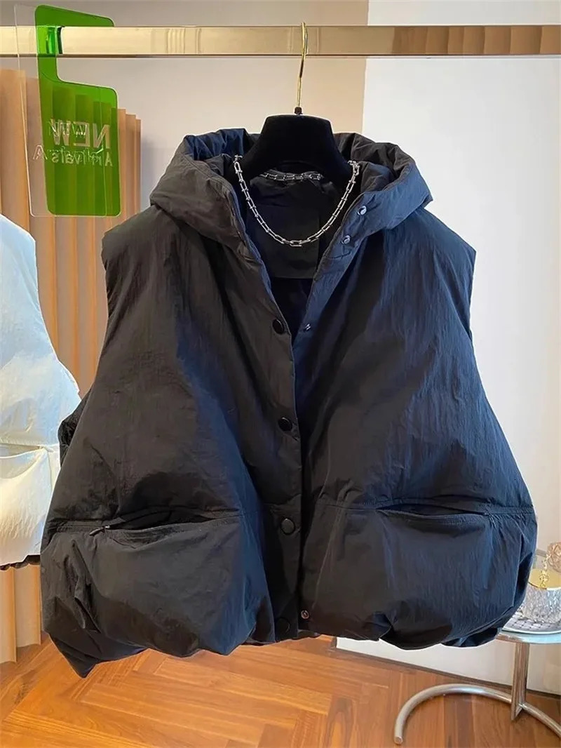 2024 Korean Vest Puffer Jacket Women Winter Warm Waistcoats Ladies Stand Collar Fashion Down Coat Female Loose Oversize Outw 241008