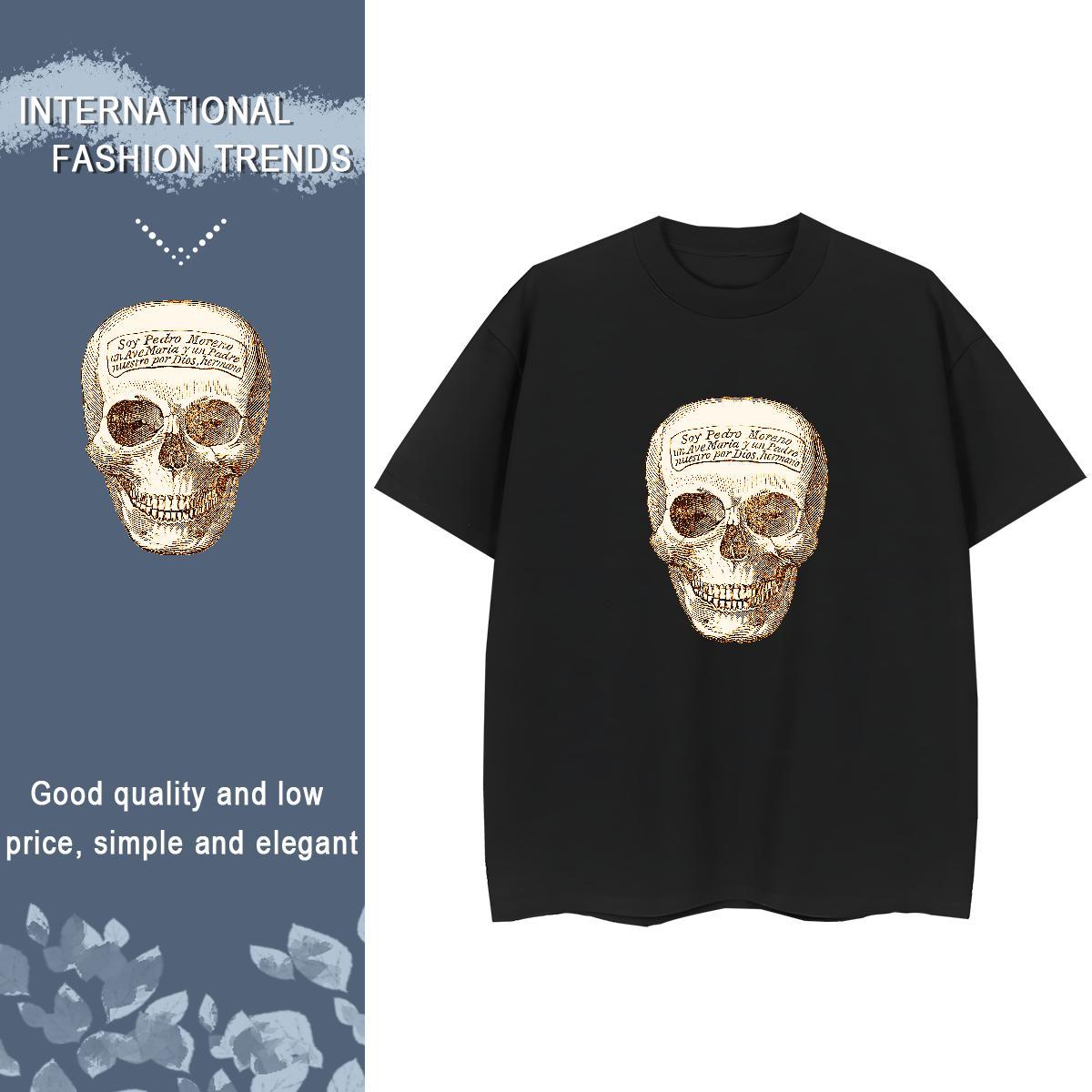 2024 Women T Shirts 230g Cotton Breathable Short Sleeve Street Casual skull Lady T shirt Designer Nice Customized Clothes Shirt