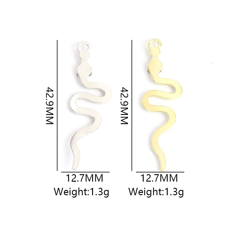 10Pcs Crystal Snake Shaped Charm Gothic Exaggerated Animal Pendant Earrings Bracelet DIY Jewelry Making Accessories 241010