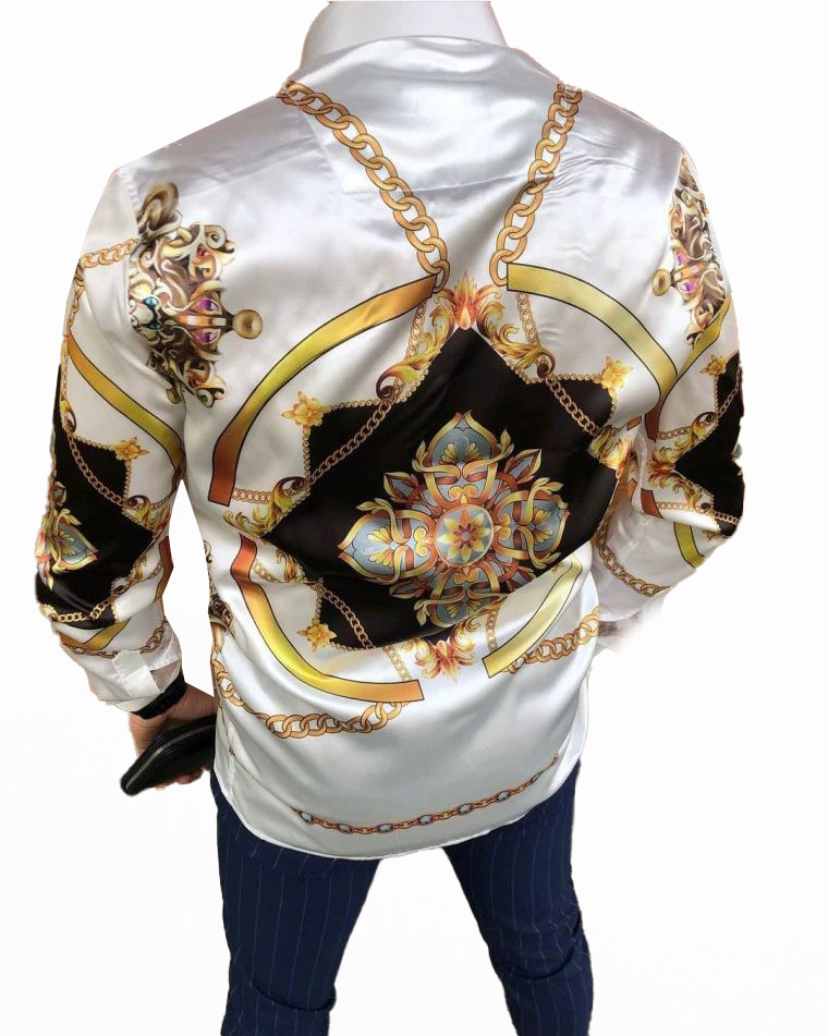new shirts long sleeve shirt casual plus size lapel top for men button up dress chemise homme blouse Autumn chemisier blusa shirt Luxury printed shirt