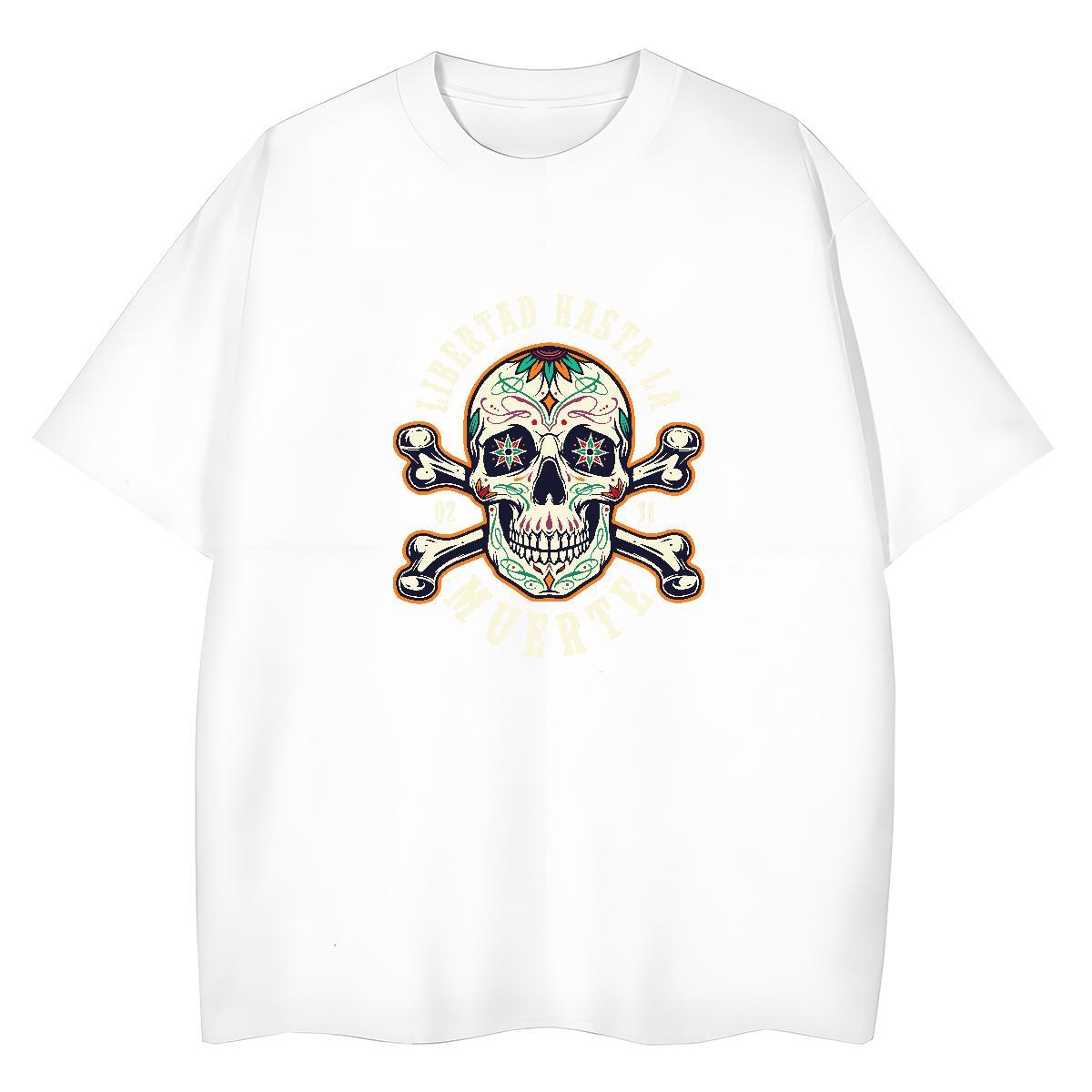 2024 Casual T-Shirts for Women 230g Cotton Breathable Short Sleeve Street skull Womens Tshirts Free Shipping Cartoon Printing L-4XL Tees Shirts