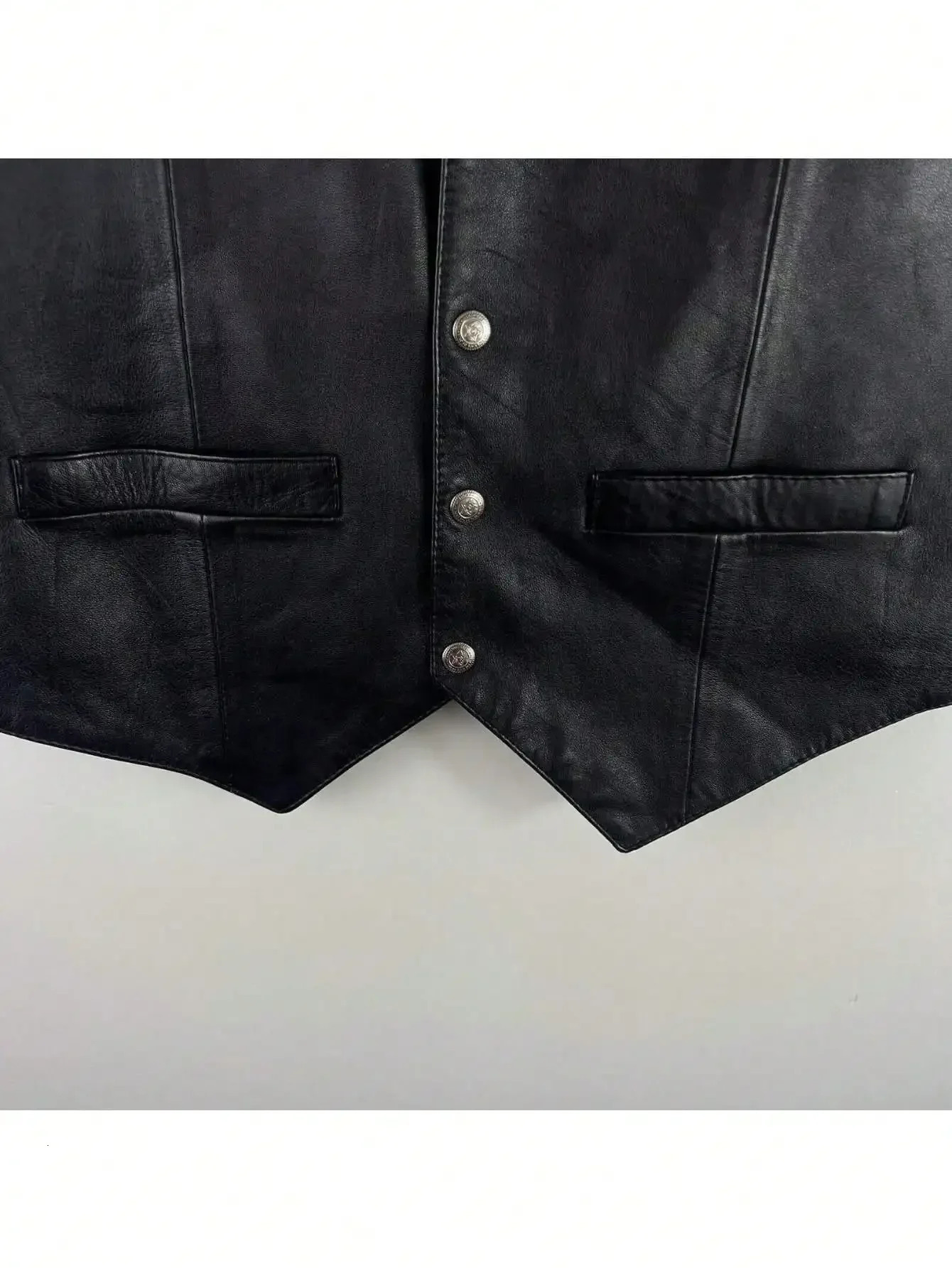 Men Soft 100 Leather Vest Snap Western Mens Gift Holiday Attire Informal Biker 241008