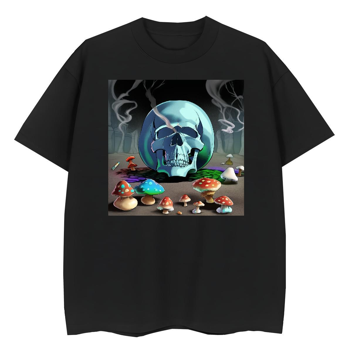 New T shirt 230g Cotton Crew Neck Breathable Summer Casual skull Women Tshirts Nice Plus Size Cartoon Tops