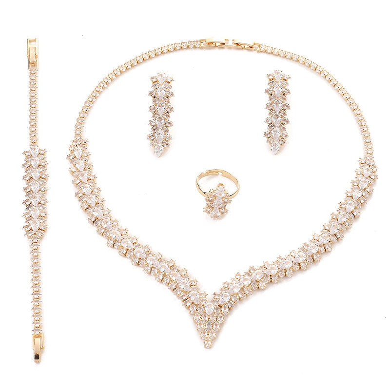 Jewelry Set HADIYANA Womens Wedding Necklace Bracelet Ring Earrings High Quality Zirconia BN7947 Schmuck 241007