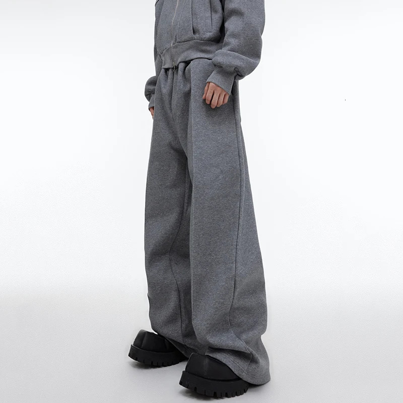 IEFB Autumn Winter Mens Set Niche Loose Oversize Hooded Sweater Fashion Sequin Baggy Sweatpants Solid Color Trend 9C2648 241011