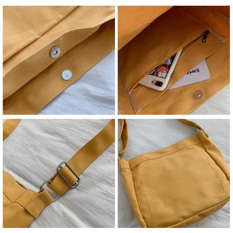 Large capacity student canvas shoulder bag womens handbag Korean style handbag cotton canvas cross body bag womens backpack 241008