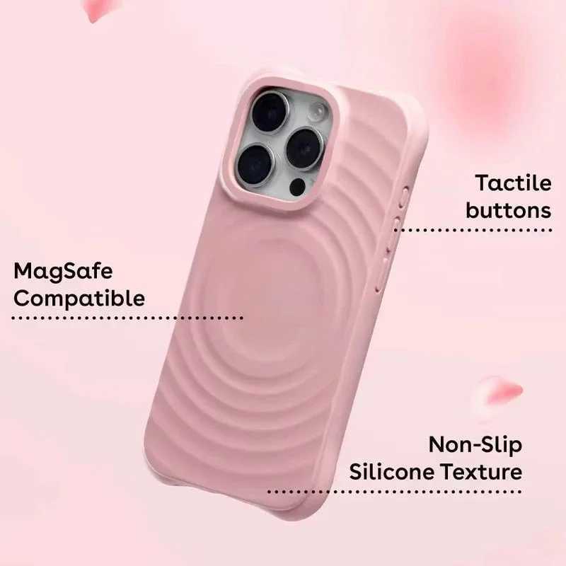 New Arrival Ripple silicone engraved letter magnetic phone case cover for iPhone 12 13 14 15 16 Pro Max phone case for iPhone 16 Pro Max Z241012