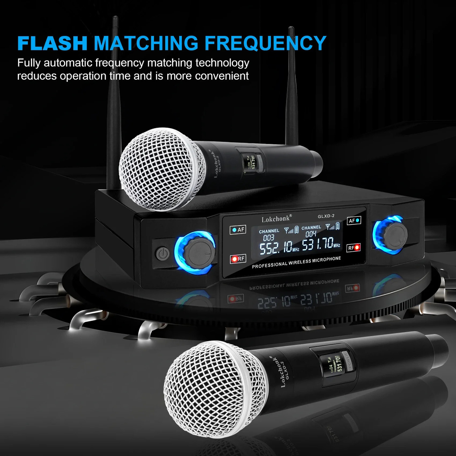 GLXD2 Professional Wireless Microphone System Dual Channel UHF Fixed Frequency Cordless Handheld Dynamic Microphone for Karaoke Parties 241009