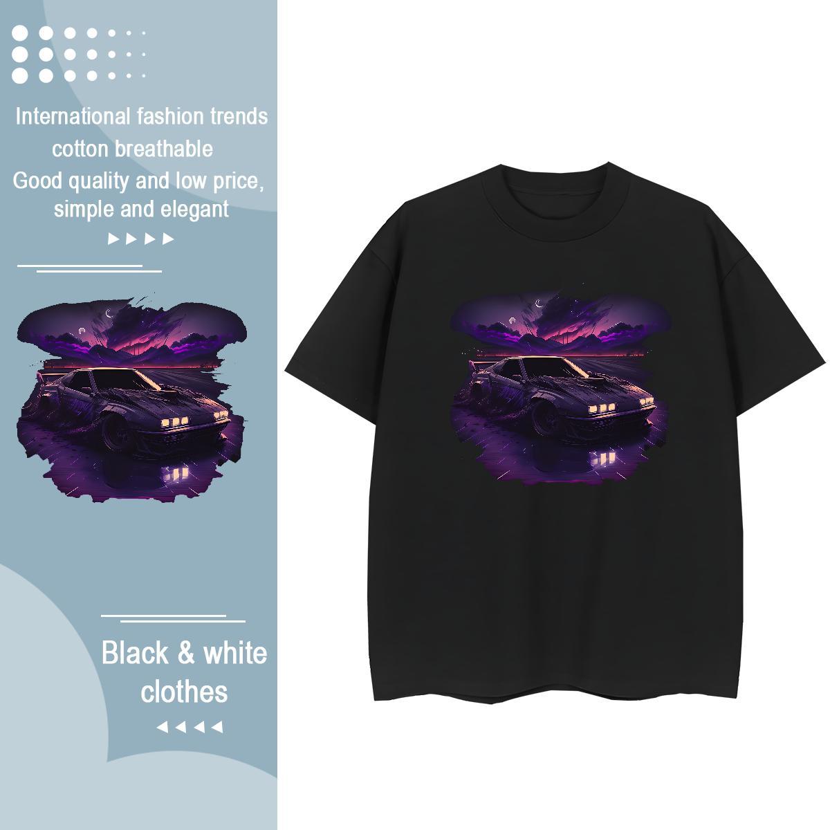 2024 Casual T-Shirts for Women 230g Pure Cotton Round Neck Short Sleeve Sports Street Wear car Unisex Tshirts Loose Customized Tops Shirt