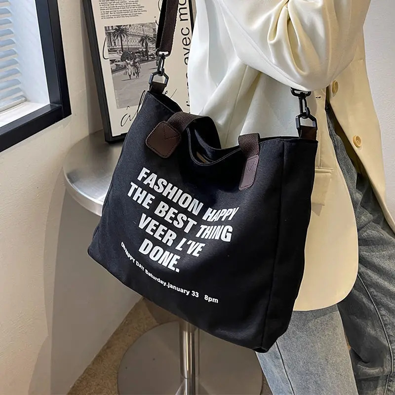 Korean womens casual cross bag large capacity sail bag letter printed womens handbag university student handbag 241008