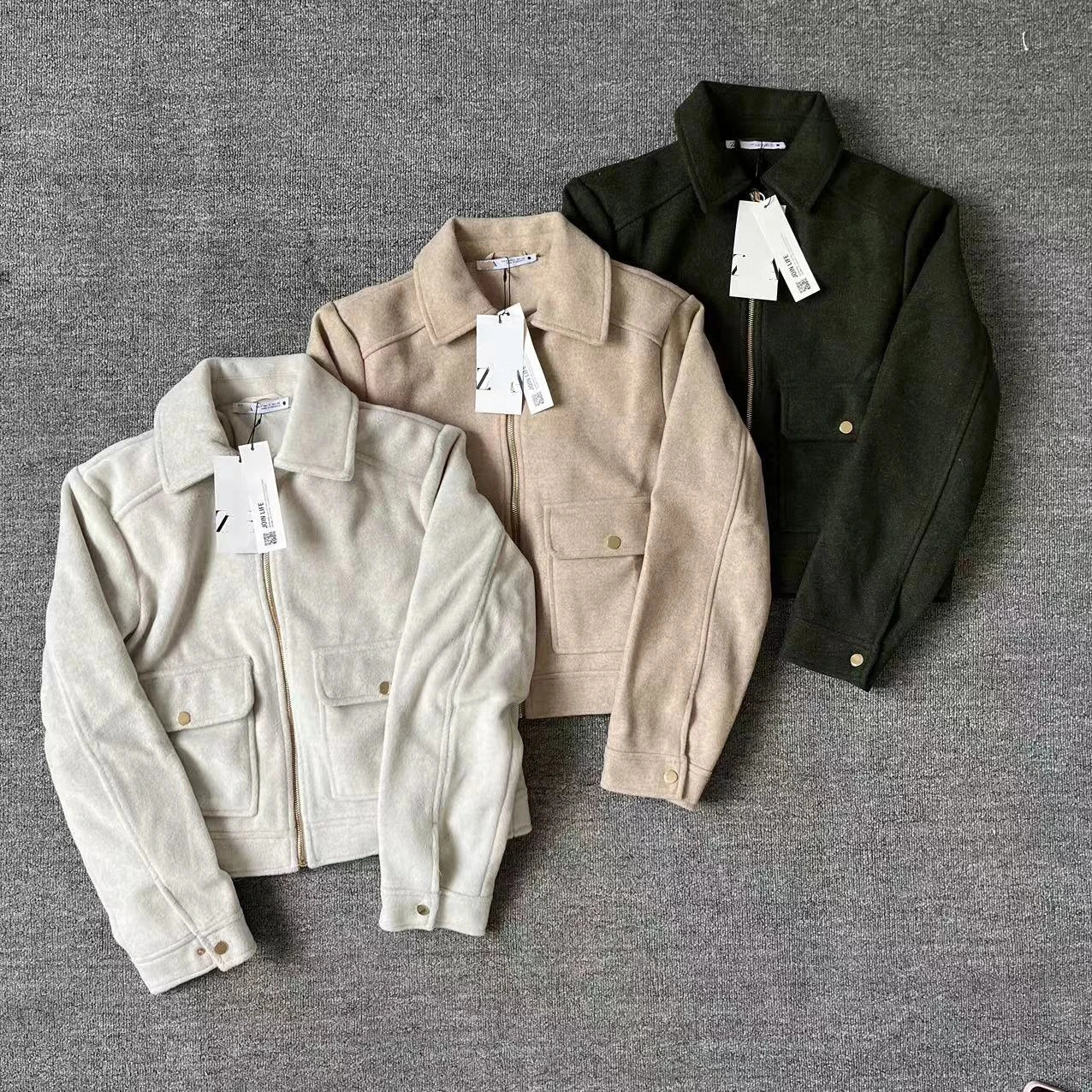 Taop Za Autumn Womens Clothing Style Commuting Leisure Simple Zipper Decoration Soft Short Jacket Coat 241011