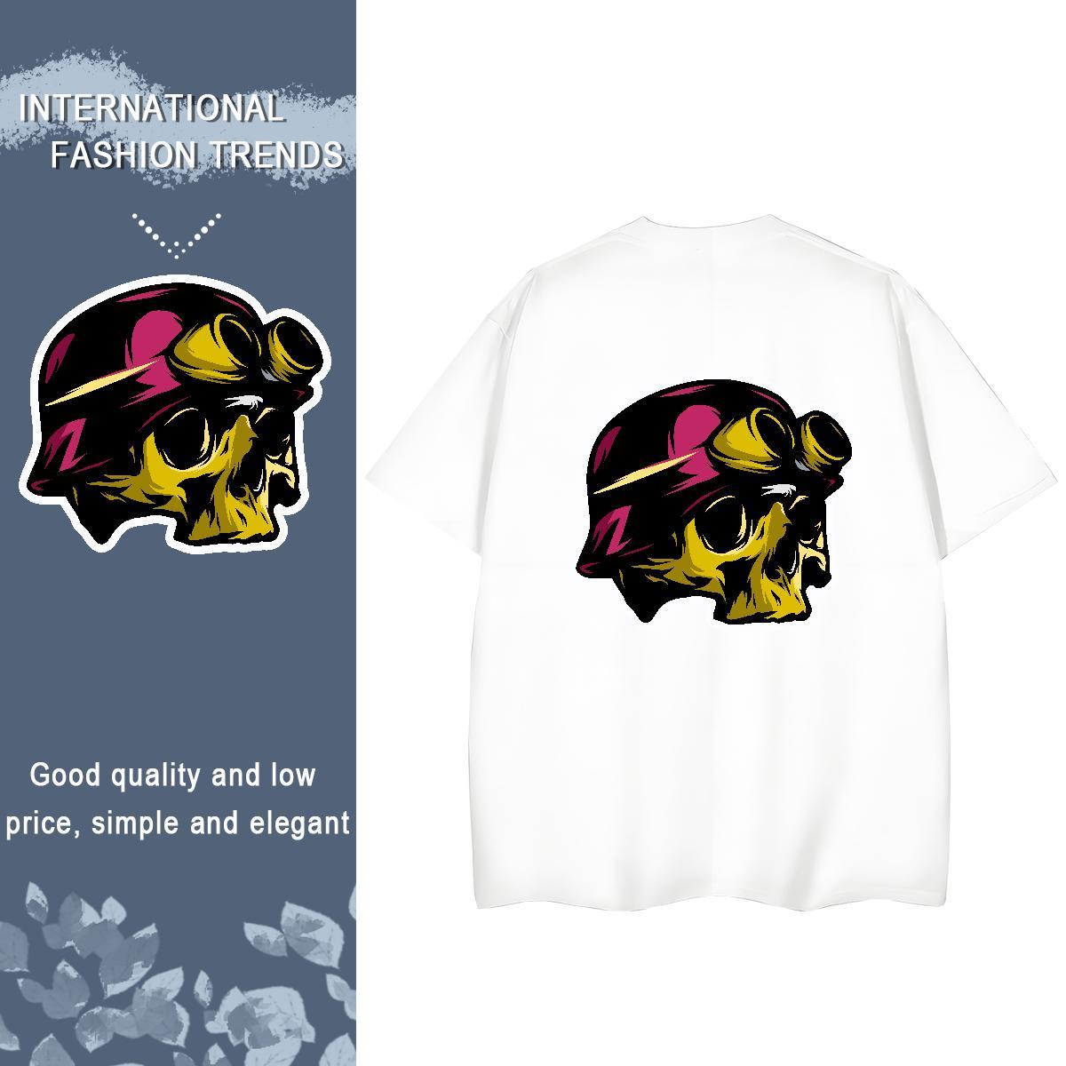 Casual New Woman T Shirts 230g Cotton Crew Neck Sports Casual skull Woman Tshirt Free Shipping Custom Cartoon Tees Shirts