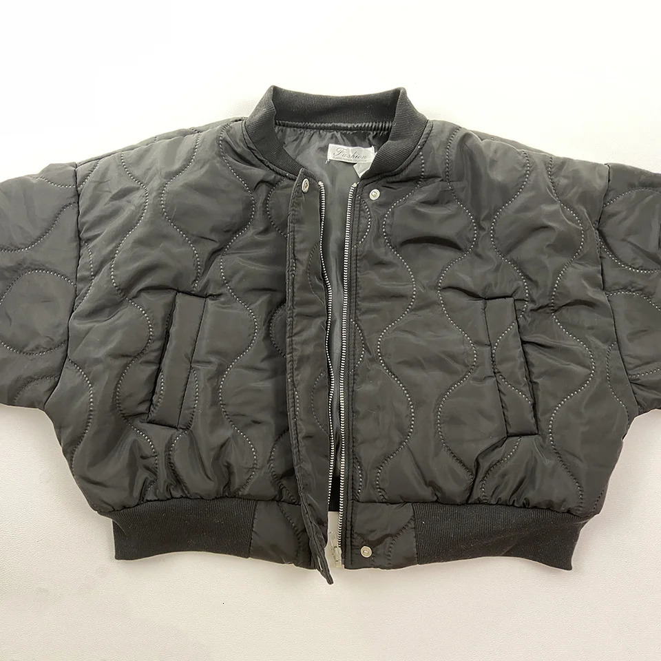 Trendy Cropped Winter Bomber Jackets Streetwear White Parka Thick Cotton Chaquetas Warm Zip Up Short Quilted Outwear 240930