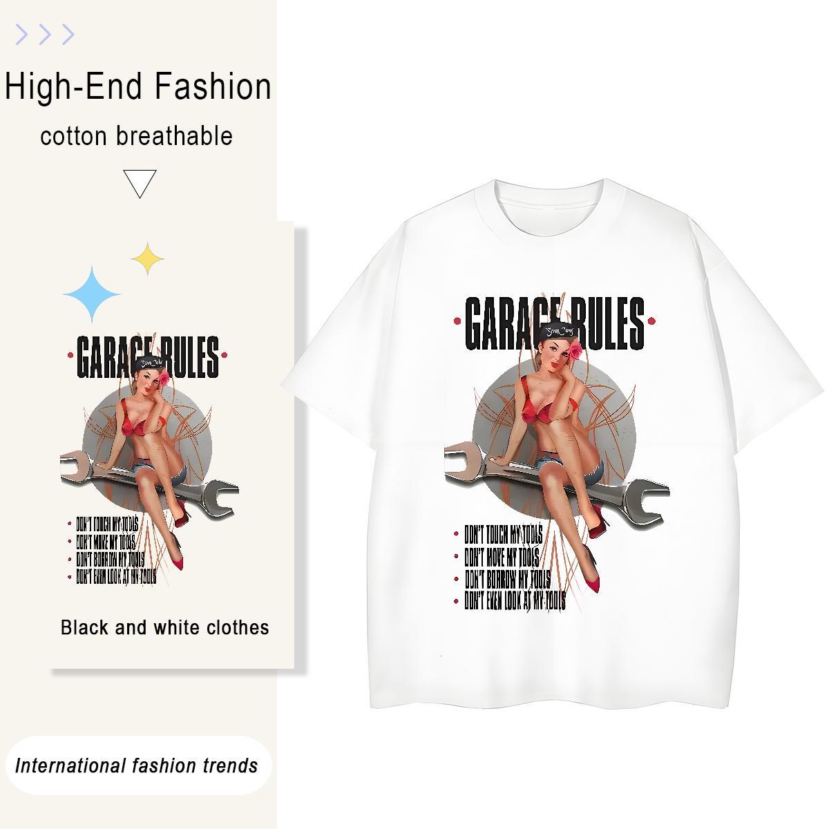 Custom T shirt 230g 100% Cotton O Neck Short Sleeves Sport person Womens Tshirts Nice Cartoon Print Polos