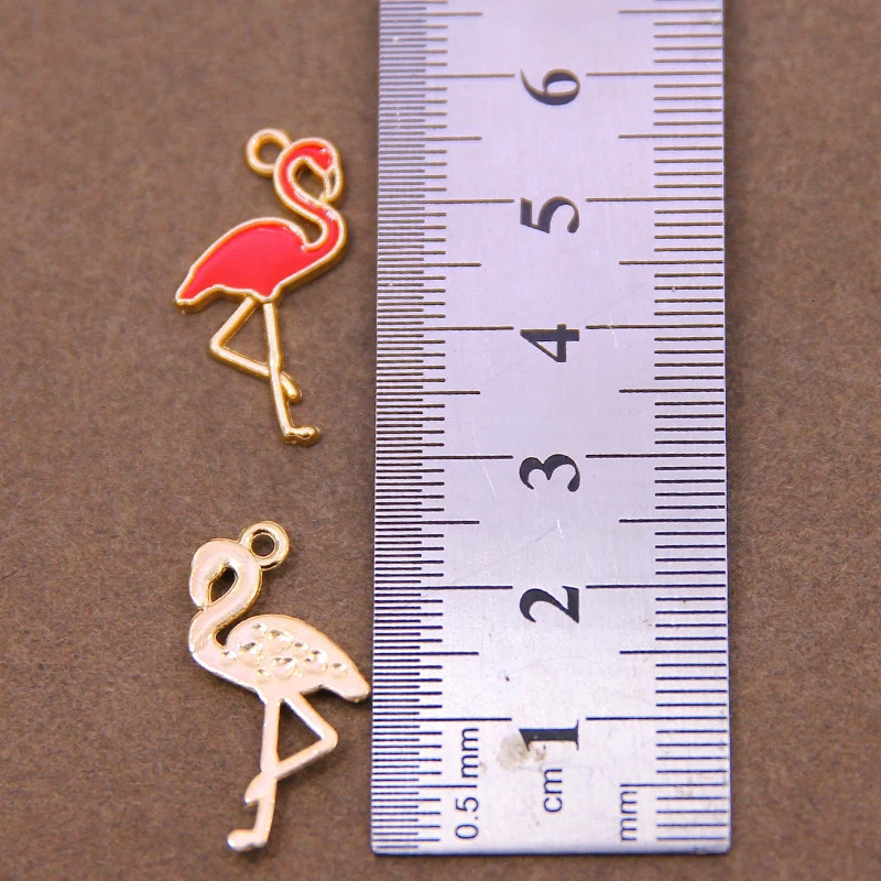 10pcs 2615mm enamel flamingo charm for jewelry making and crafting earring bracelet fashion animal pendant 241010