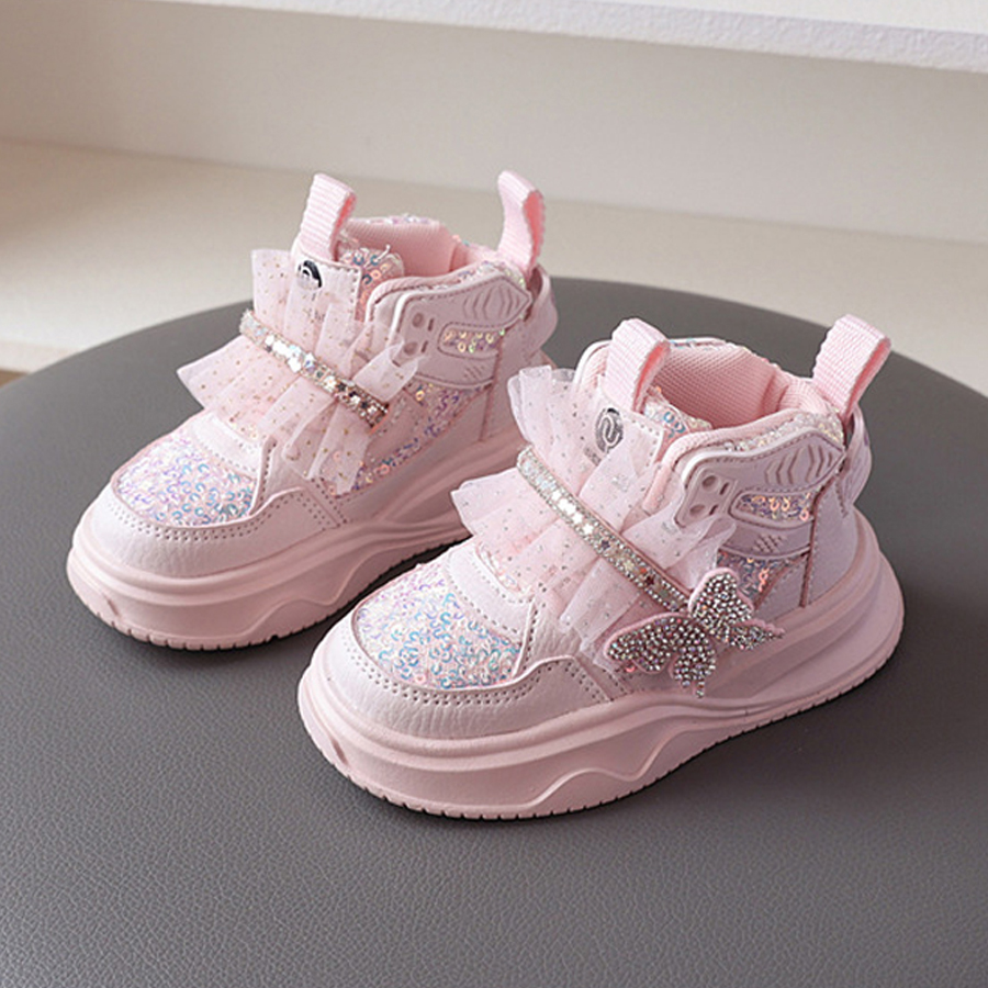 Girls Sneakers 2025 Fashion Children Platform Happysteps with Butterfly Shining Tennis Comforable Kids Sport Shoes Sizes 21 - 30