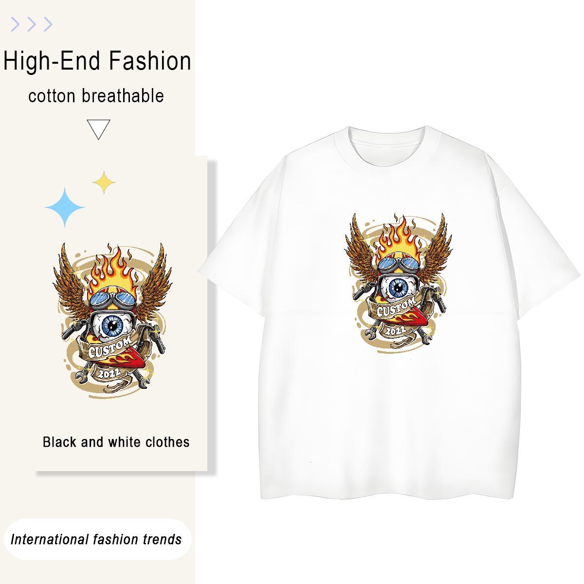 New T Shirts Women 230g 100% Cotton Breathable Crew Neck Daily Outfit skull Woman Tshirt Designer Nice Black Oversized Polos