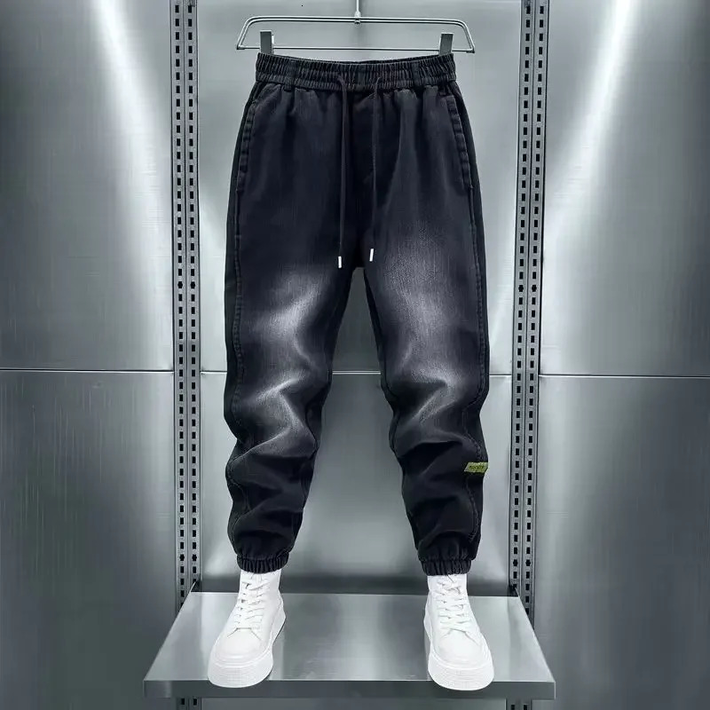 Black gradient harem Bagi jeans Harajuku street fashion streetwear ner mens clothing 241008