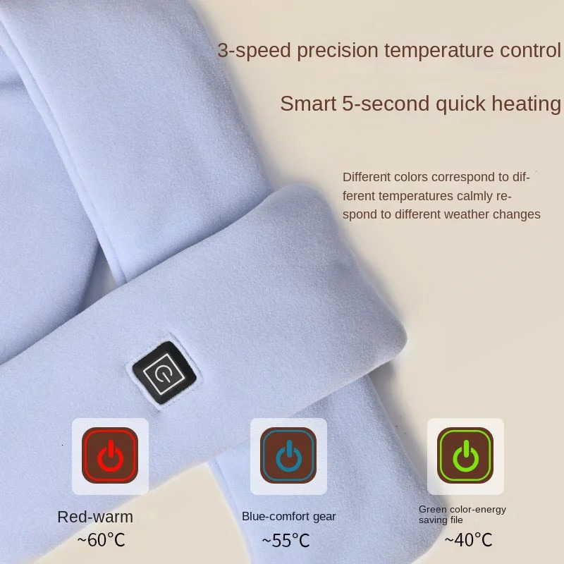 Heating scarf velvet smart warm scarf for men and women in winter solid color neck warm 241009