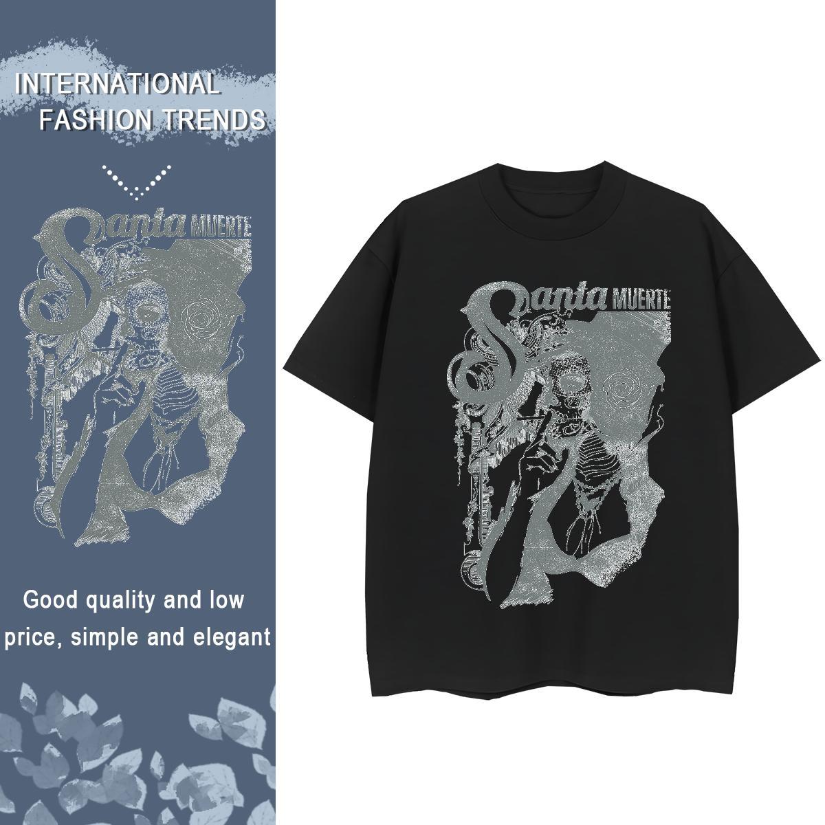 Factory Direct Womens T Shirts 230g 100% Cotton O Neck Short Sleeves Street Wear portrait Lady T shirt Comfortable Skull Tshirts