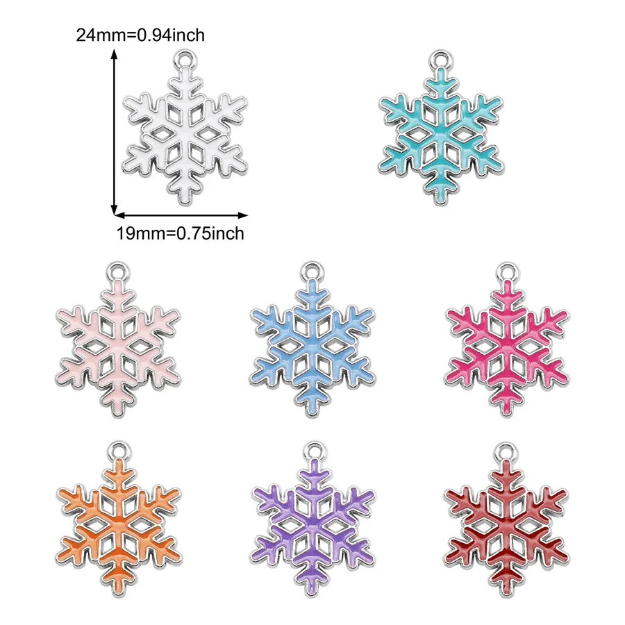 8PCS Enamel Christmas Snowflake Charms Mix Colors Handmade Xmas Decor Necklace Pendant Bracelet Earrings Jewelry Accessory 241010