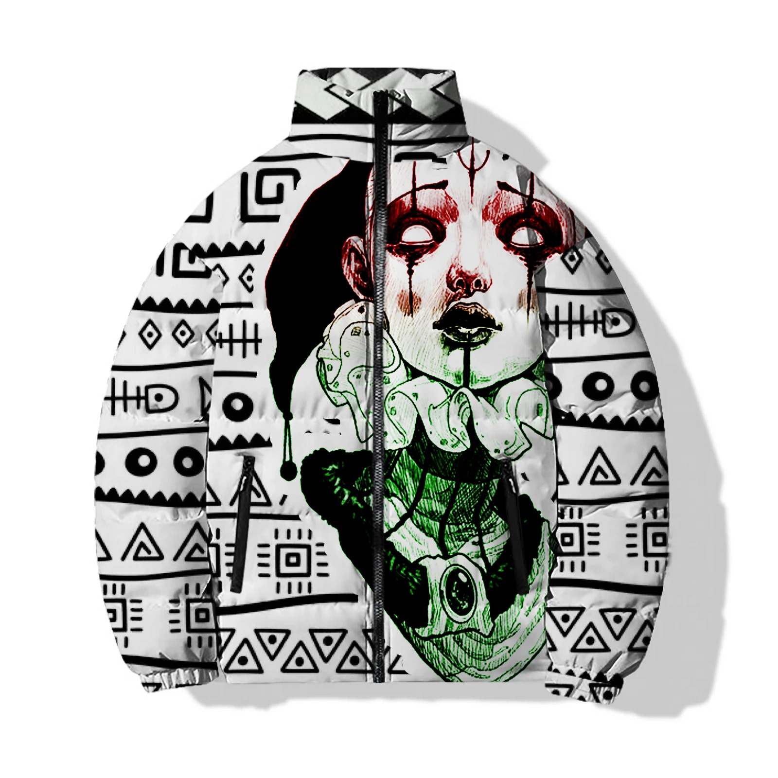 Exquisite Parka Winter Man Warmth in Down Coats Fear 3D Printing Mens Coat Skeleton Demon Cool High Quality Parkas 241009