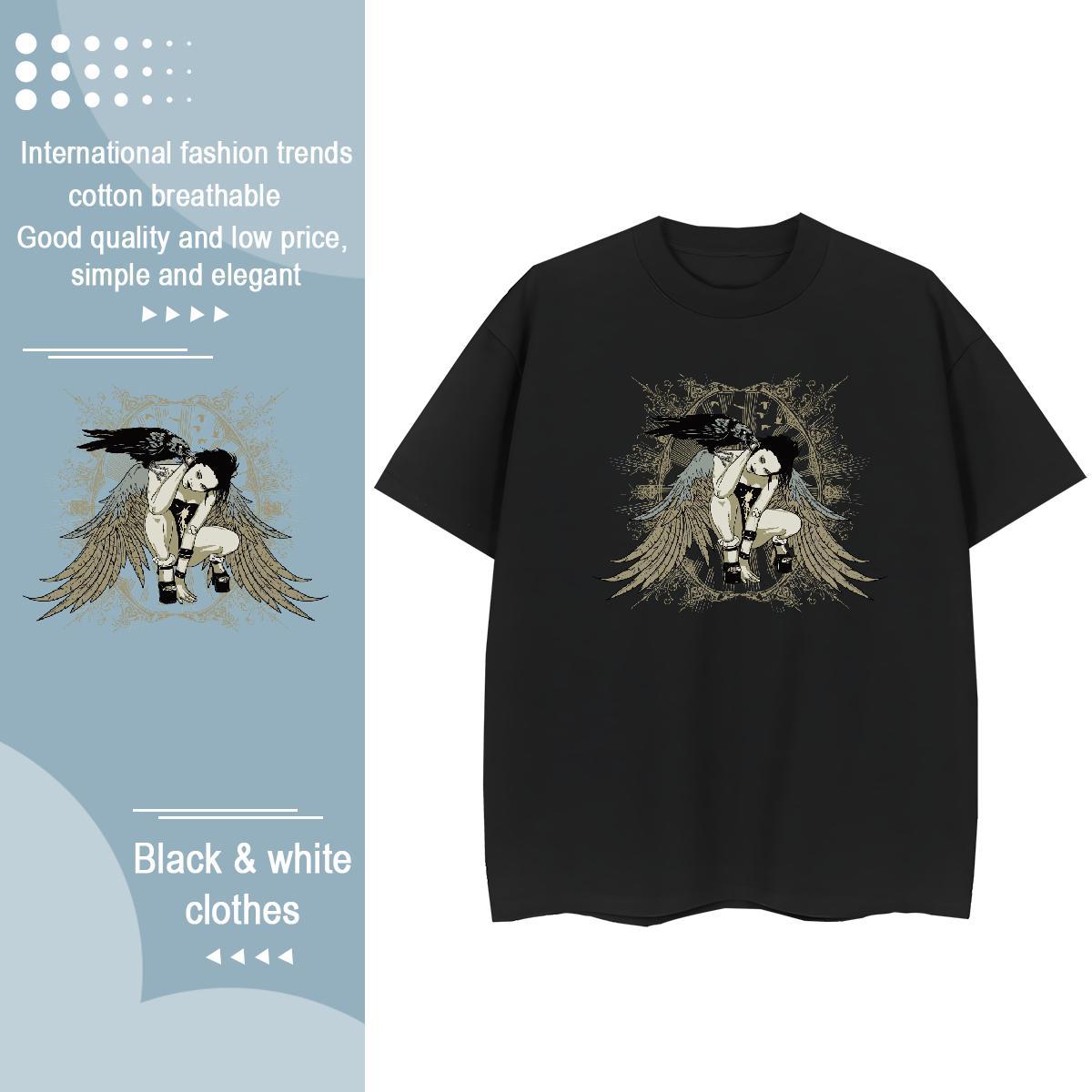 DIY T Shirt For Woman 100% Cotton 230g Round Neck Short Sleeve Casual angel Unisex Tshirts Brand DIY Anime Clothes Shirt