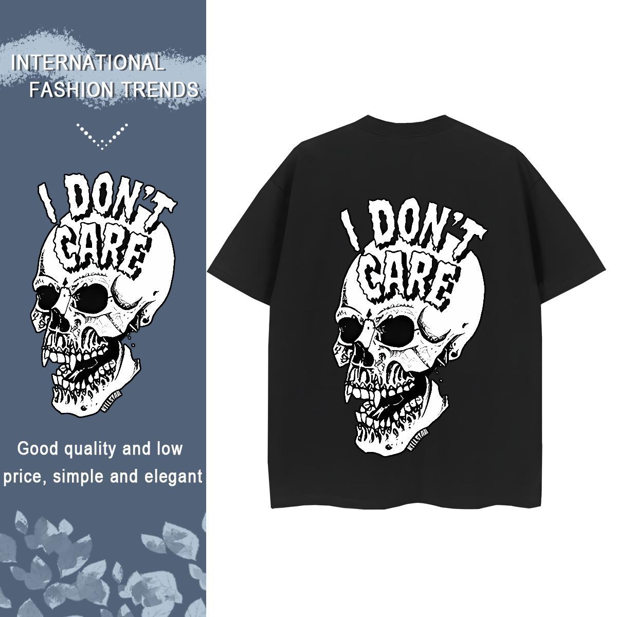 Classic T Shirt For Woman 230g 100% Cotton Round Neck Short Sleeve Home Outdoor skull Woman Tshirt Female Black White Tshirts