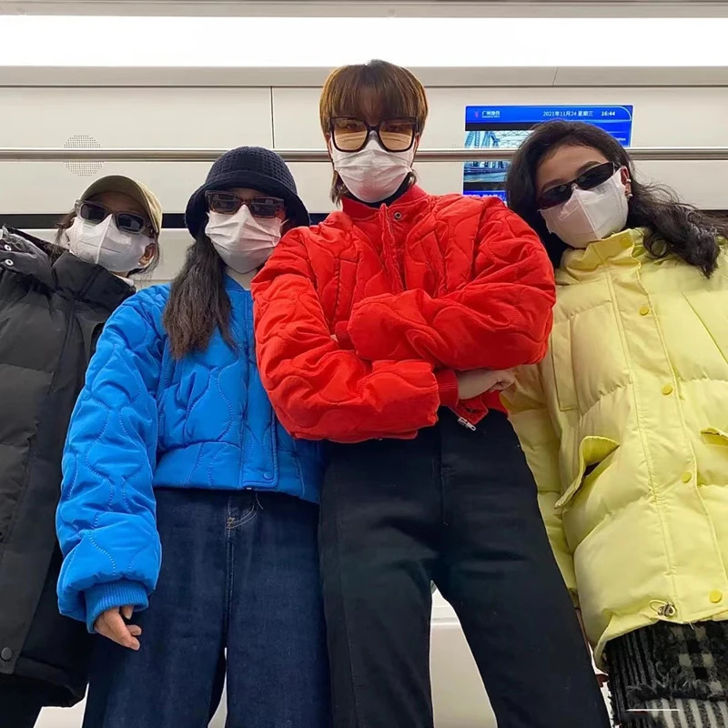 Short Parka Streetwear Solid Cropped Down Coats Korean Fashion Puffer Jacket Winter Casual Zipper Cotton Padded Outwears 240930