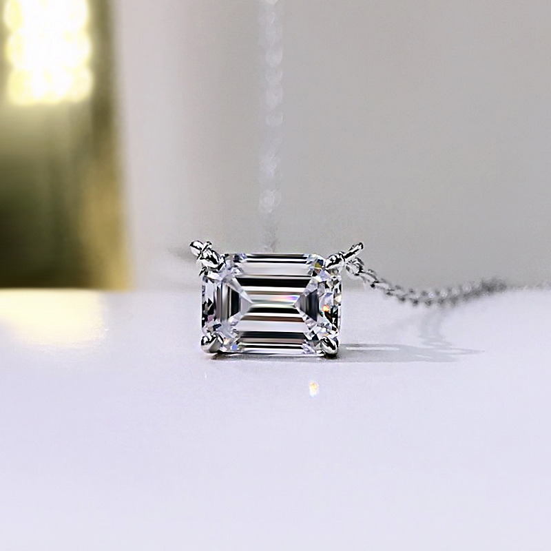 Sterg Sier Moissanite Square Solitaire Pendant Necklace for Women | Simple Fine Jewelry Gift