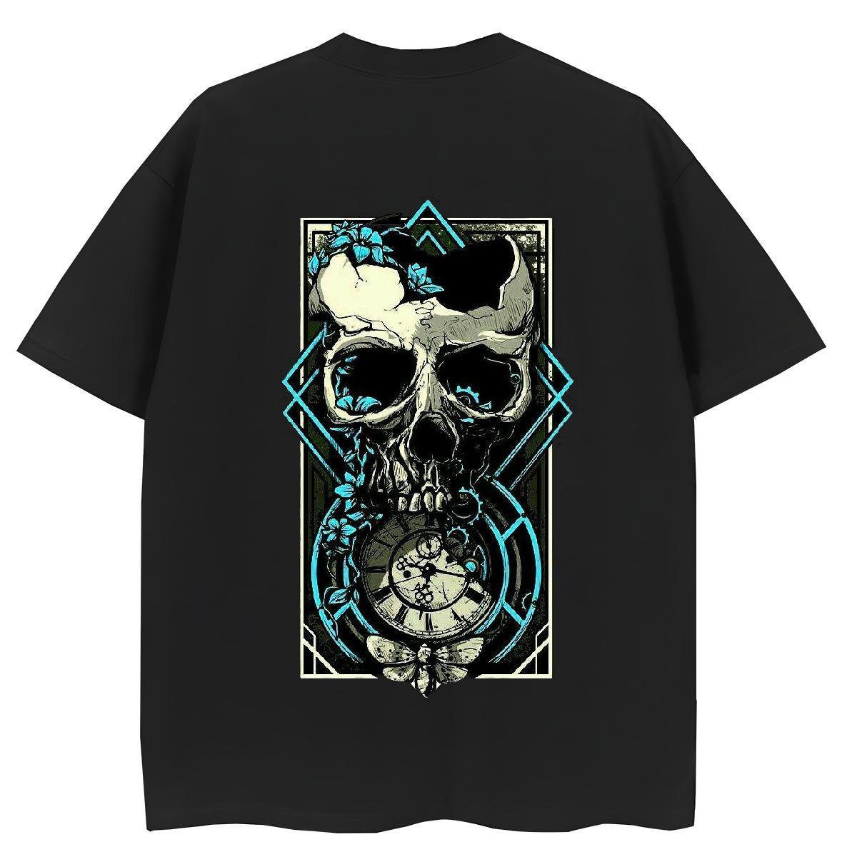 Designer T shirt 230g 100% Cotton Short Sleeve O-Neck Spring Summer skull Lady T shirt Female Cartoon Printing L-4XL Top Tees