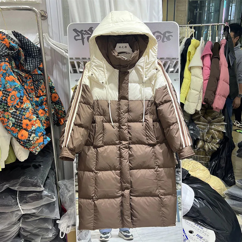 Womens Winter Jacket Korean Fashion Couple Hoodie Long Coat Long Sleeve Warm Thick Coat Y2K Puff Jacket 241009