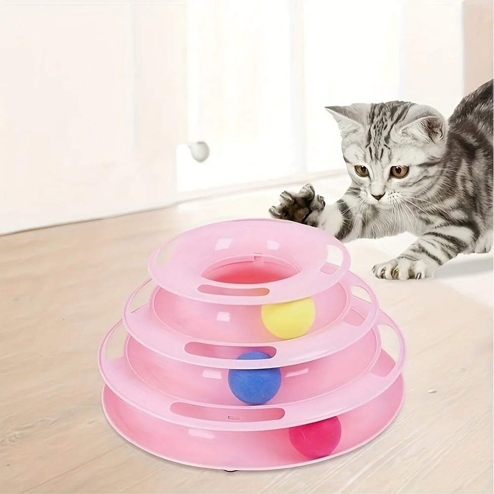 4 Levels Cat Toy Tower Turntable Roller Balls Catnip Toys Interactive Intelligence Training Track Puzzle Funny Games Accessories