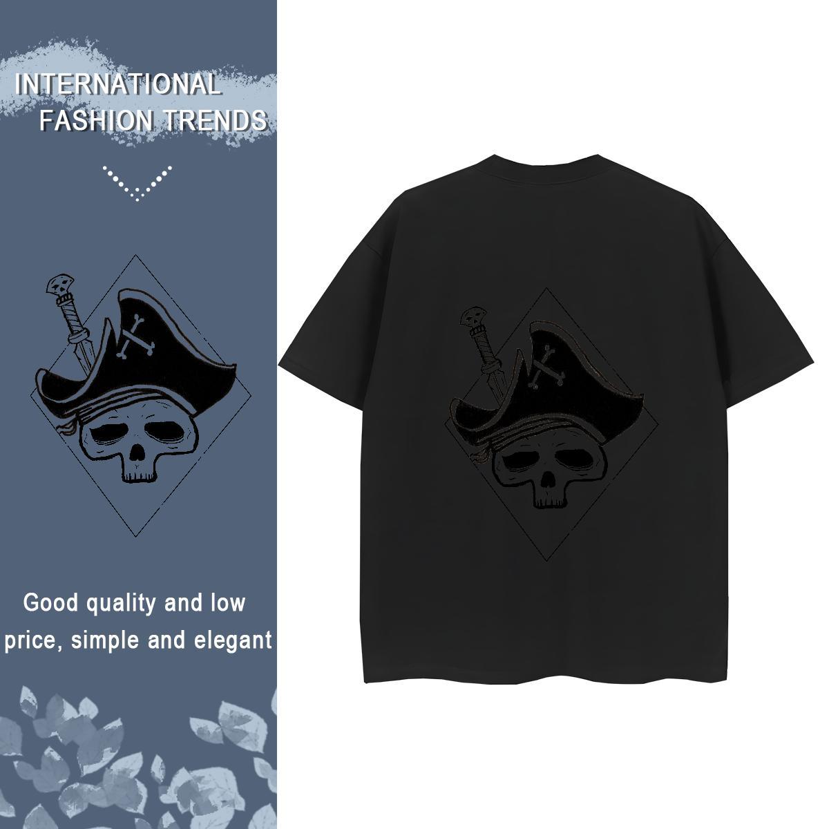 Brand T-Shirts for Women 230g Cotton Short Sleeve O-Neck Home Outdoor skull Couples T Shirts Loose fit Graphic Wear