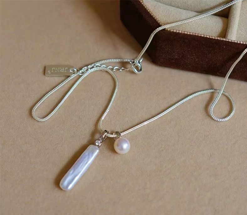 natural Pearl Jewelry Ball Chain Charm Necklace Turkish Handcrafted Fine Jewellery